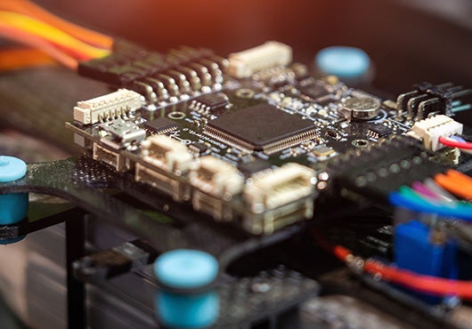 an electronic circuit board with chips