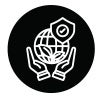 Image of a globe with a badge in two palms